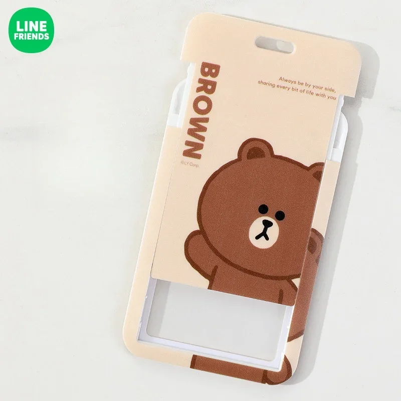 Line Friends Brown Bus Meal Card Holder Cony Kindergarten Lanyard School Badge Anime Access Control Work ID Card Holder Keychain