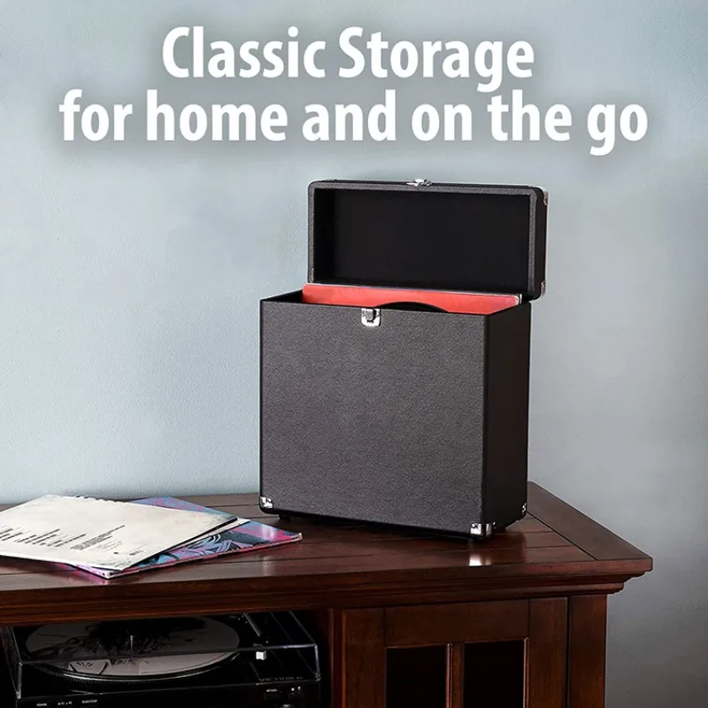 Hot selling low price portable Classic Wooden Gramophone Leather  record storage box