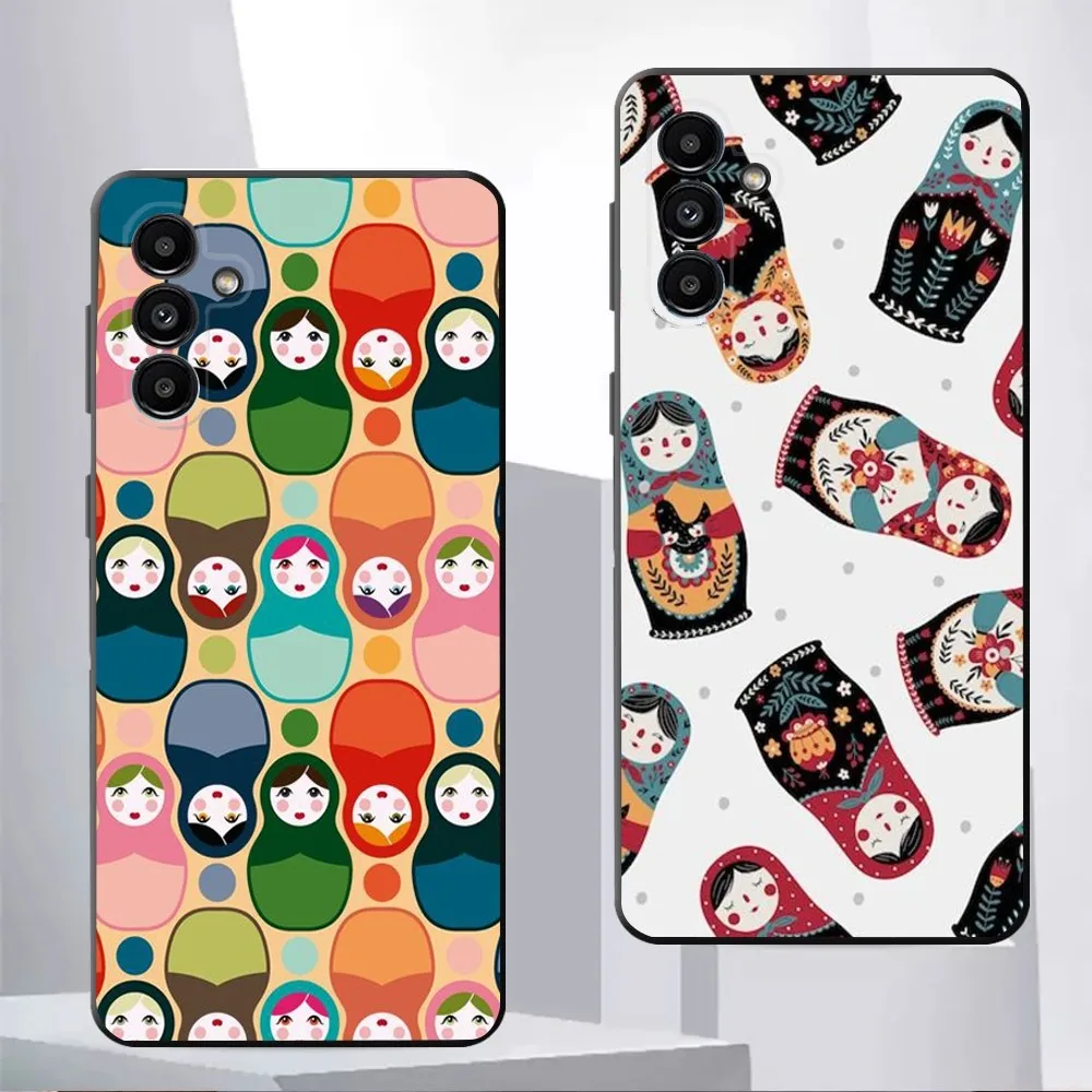 Cute Russian Dolls Matriochkas Phone Case For Samsung Galaxy A13,21s,22,31,32,52,53,71,80,91 Black Soft Cover