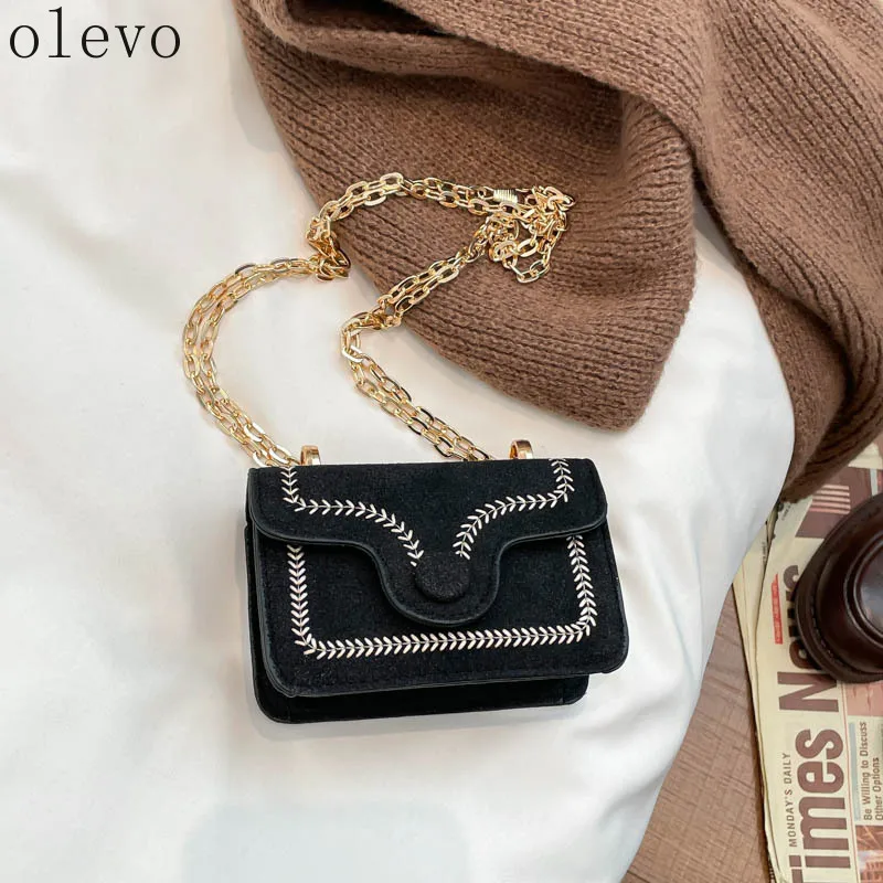 

New Mini Square Shoulder Bag with Chain Fashion Embroidery Crossbody Bag for Women Simple Niche Design Female Crossbody Bags