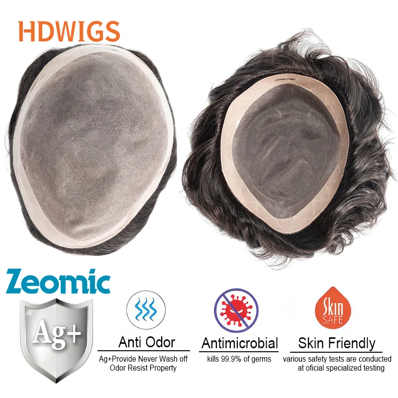 

Антибактериальный мужской парик-накладка из мономатериала NPU, натуральный индийский человеческий волос Remy, парик-протез для волос, натуральный вид волос