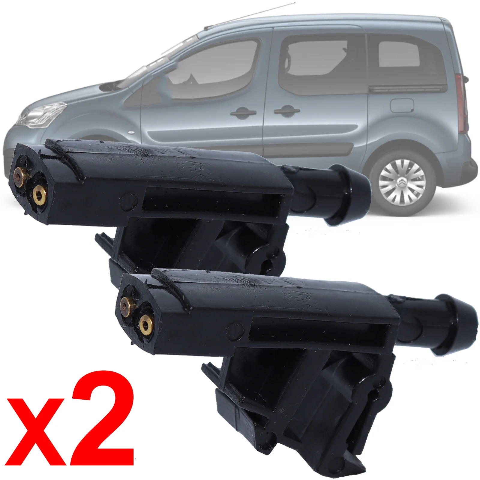 2x For Peugeot Partner 406 605 Citroen Berlingo Xantia ZX Front Windshield Window Wiper Washer Spray Nozzle Jets Kit Replacement