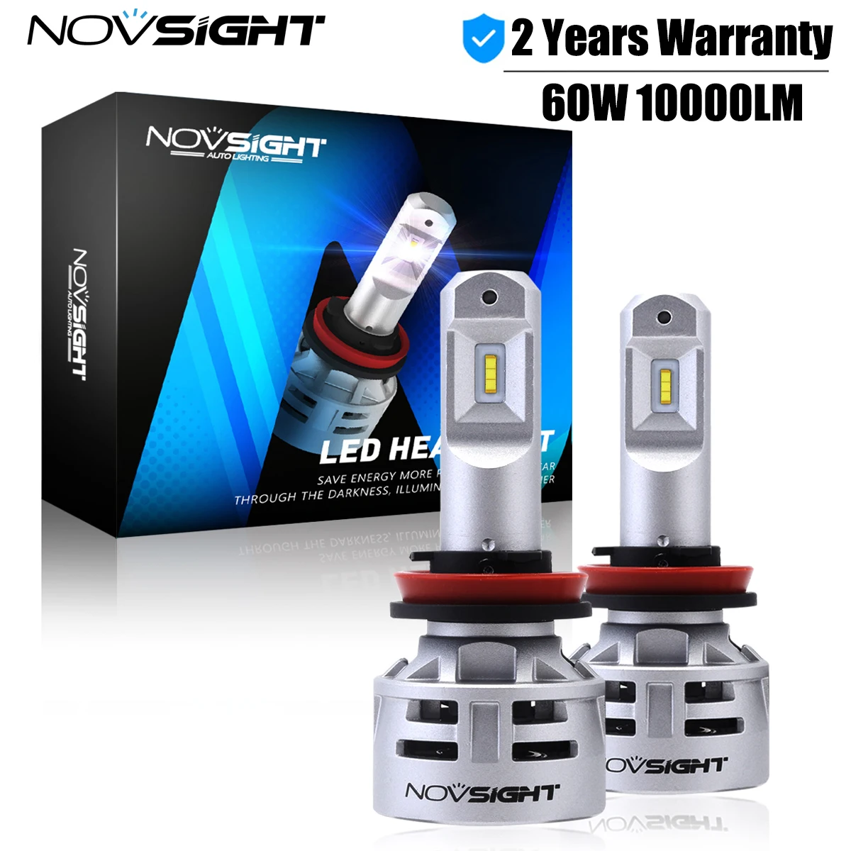 NOVSIGHT H4 Led Car Led Headlight Bulbs H11 H8 H7 H16JP 9005 9006 60W 10000LM Play and Plug Fog Led Lights Lamps 6500K White