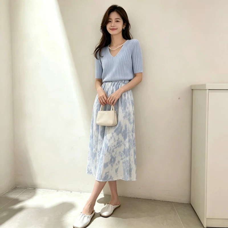 ชุดเดรสเสื้อยืดคอวีแขนสั้นสไตล - Korean Style A Line Shirt Dress บทวิจารณ์และราคา