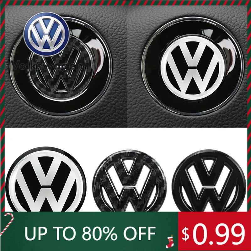 

2026 Горячие эмблемы 40 45 50 мм ABS выдалбливают центральную эмблему рулевого колеса автомобиля, наклейка для Volkswagen Polo VW GTI Golf Jetta Beetle