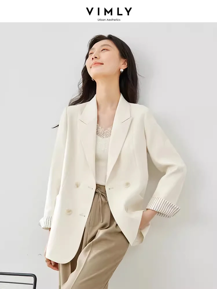 Women\'s Straight-cut Blazer Jacket Spring/Autumn Office Wear Commuter Professional Suit Jacket Padded Shoulder Blazers Coat