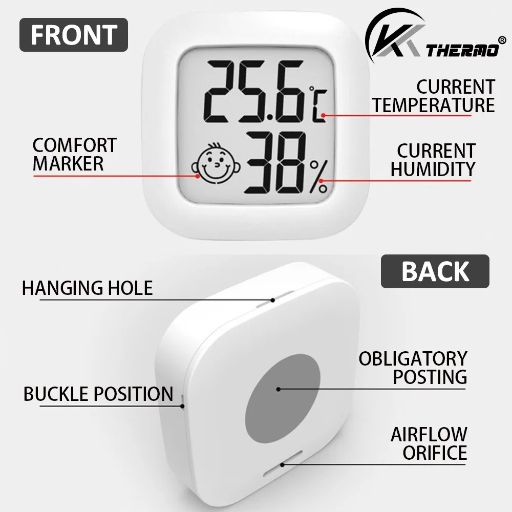 Termometro digitale Igrometro Temperatura ambiente interna LCD Misuratore elettronico di umidità Sensore Stazione meteorologica per la casa