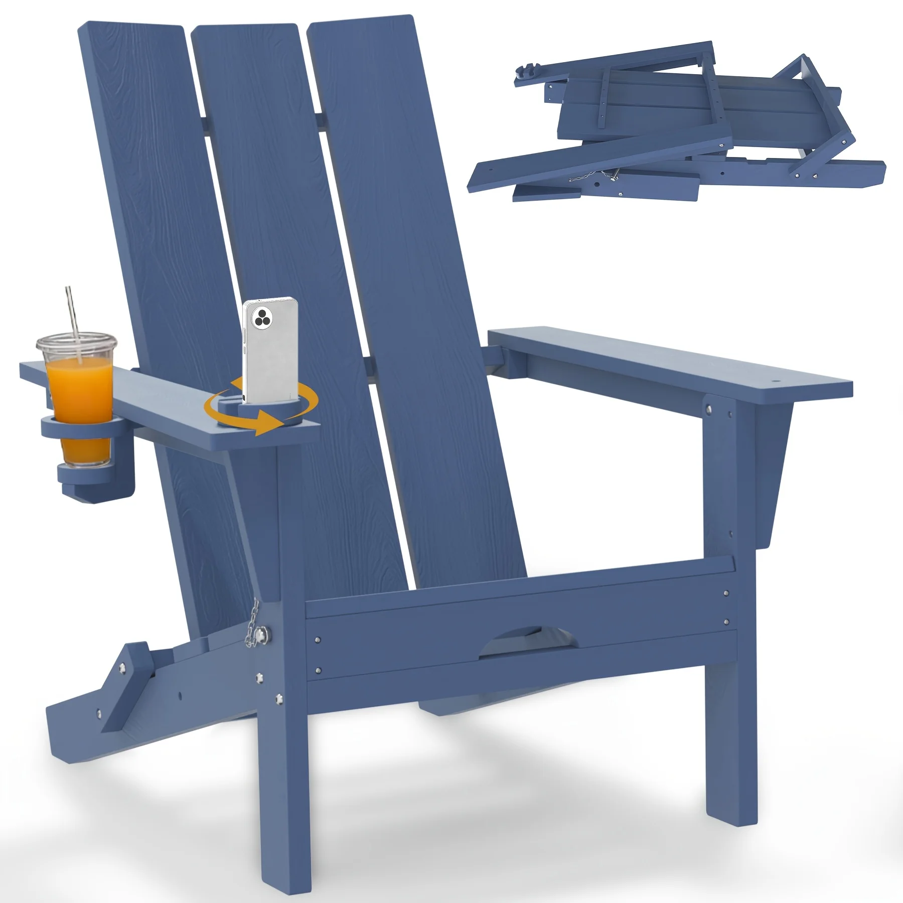 

Outdoor Folding Adirondack Chair with Cup Holder, Perfect for Backyard Garden Deck And Patio Relaxation