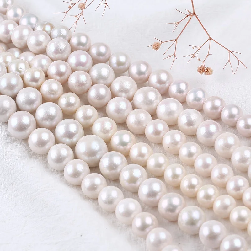 

Wholesale 13-16mm AA grade freshwater pearl natural white edison round loose pearls strand for jewelry making