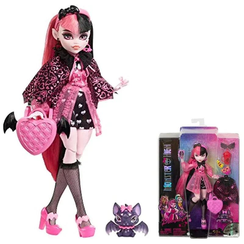 New Surprise Doll Monster High G3 Protagonist Student Series Draculaura Fashion Doll with Pink Black Hails  Gift To The Girl