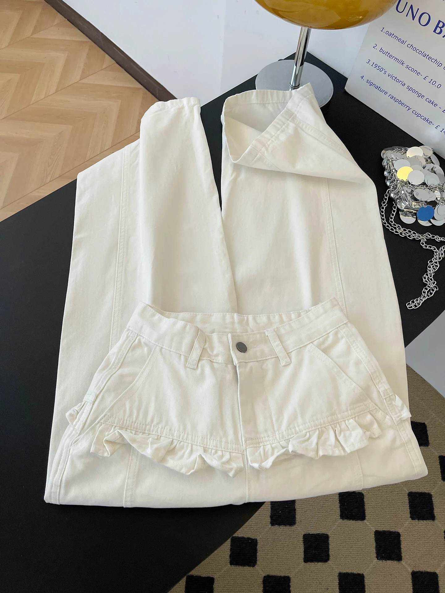 

White Wide Leg Jeans Women's Spring Season High Waist Denim Pants Flared Design Casual Comfortable Breathable Jeans