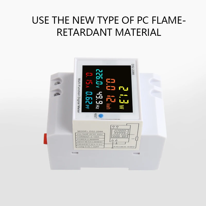 For 6IN1 Din Rail AC Monitor 110V 220V 380V 100A Voltage Current Power Factor Active KWH Electric Energy Frequency Meter