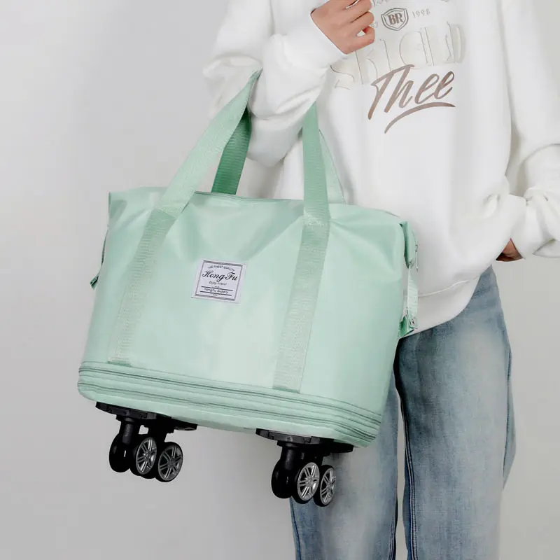 Portable Folding Luggage Bag Wheel-equipped Travel Bag for Short Business Trips And Students Living on Campus Women's Style view 3