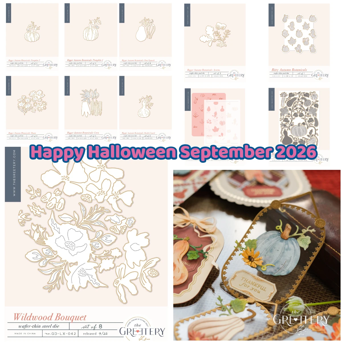 Autumn Botanicals Sentiments Stamp the GREETERY Metal Cutting Dies and Silicone Stamps Stencil DIY Scrapbooking Paper  Handmade