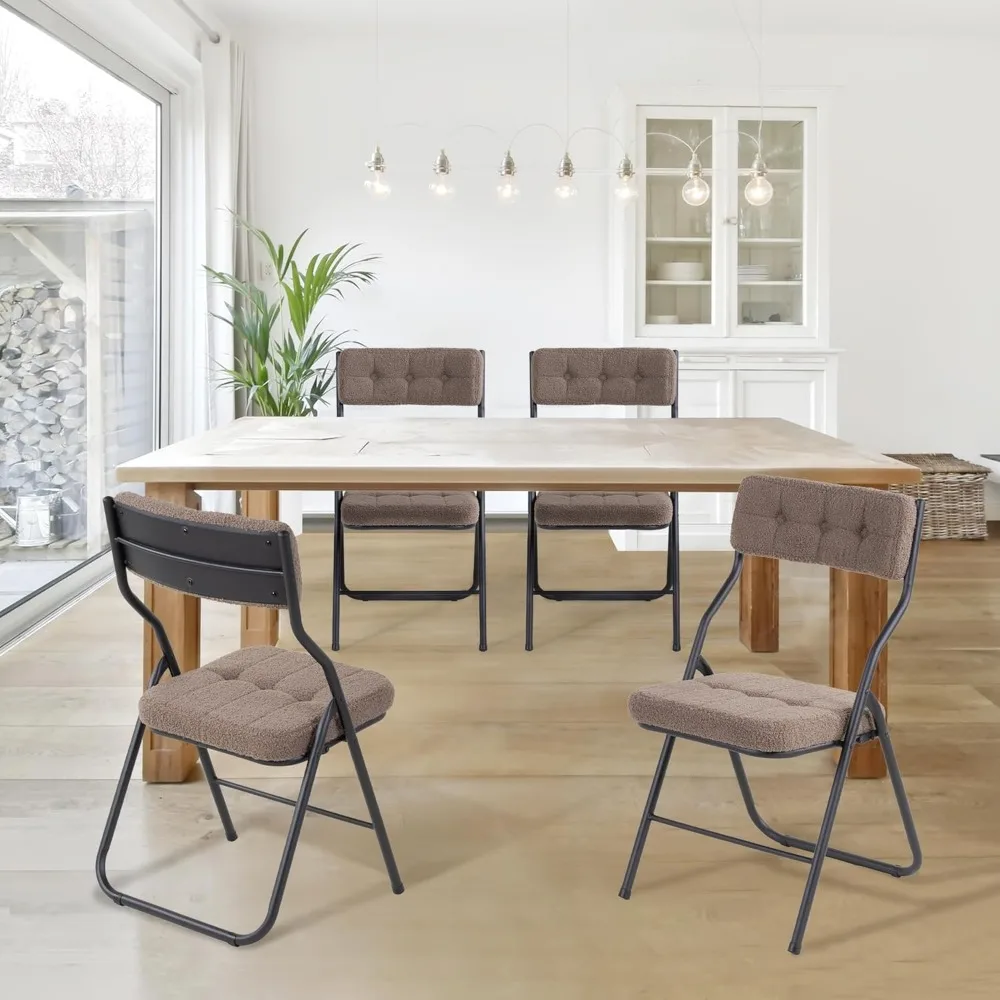 Padded Folding Chairs 4-Pack - Cushioned, Portable Dining Chairs for Kitchen, Extra Guest Seating Solutions