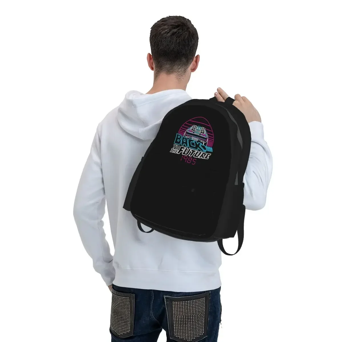 Back To The Future 80s Delorean Future 1985 Student Backpack School Bag Hiking Travel Daypack Boys Girls Bookbag Shoulder Bags