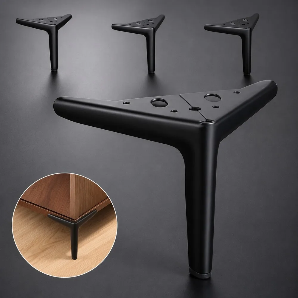 4pcs Modern Furniture Metal Legs Replacement Short Couch Legs for Cabinet Coffee Table Dresser Nightstand Shelf, Sturdy