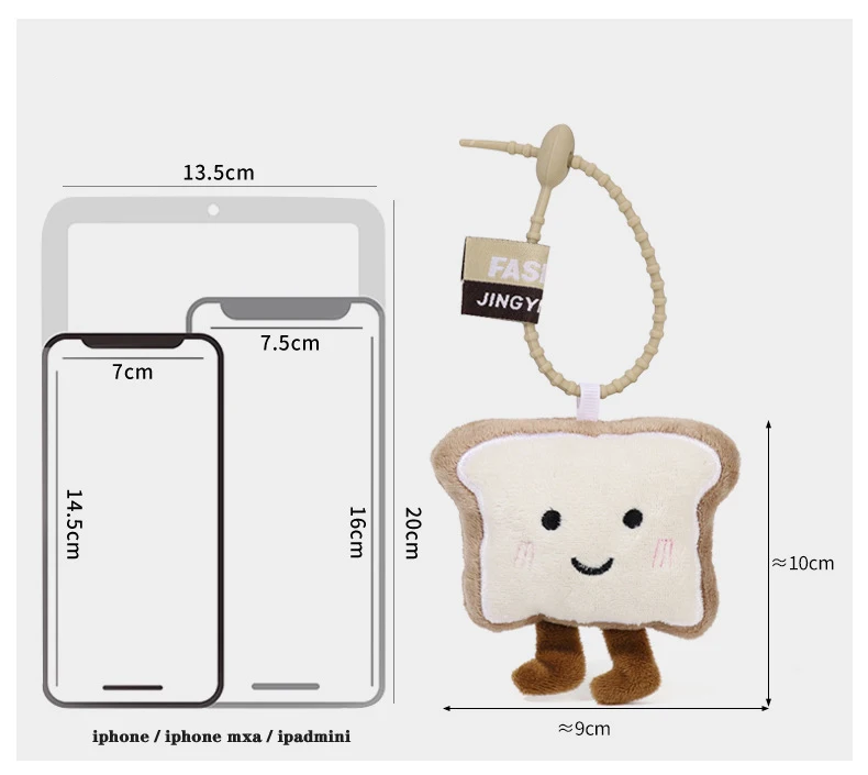 Creatieve Pluche Toast Brood Figuur Hanger Sleutelhanger Schattige Cartoon Zacht Pluche Knuffels Kinderen Rugzak Tas Hanger Geschenken