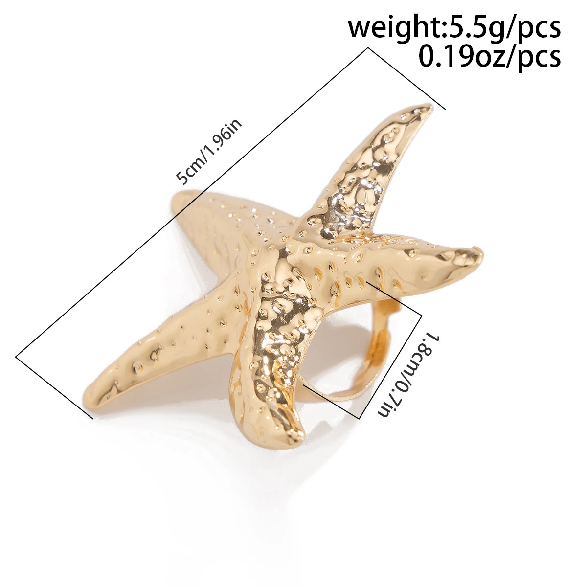 PuRui Trend Exaggerated Gold Color Big Starfish Conch Rings for Women Creative Punk Finger Ring Statement Party Banquet Jewelry image 5