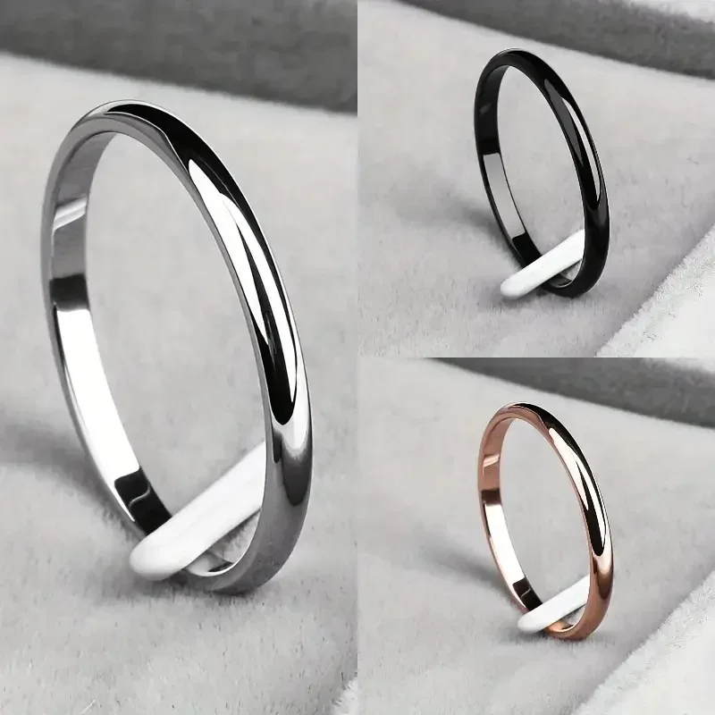 2024 Smooth Rings Wedding Accessories for Bride and Groom Minimalist Women Men  4 Metal Color Hot Trendy Jewelry Dropship