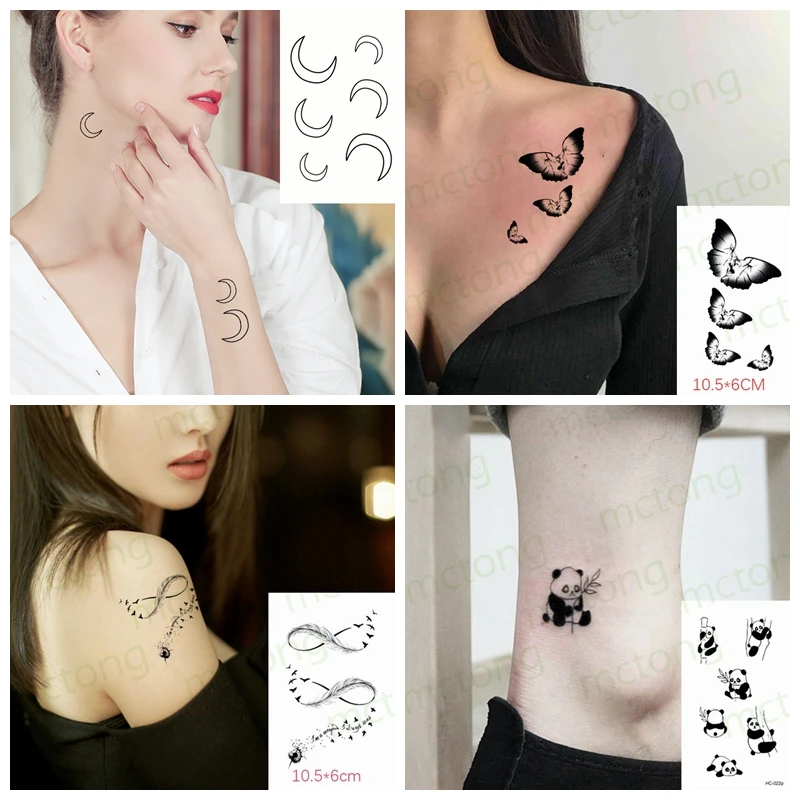 Wasserdicht Temporäre Tätowierung Aufkleber Nette Crescent Mond Katze Tier Körper Kunst Gefälschte Tatto Flash Tatoo Tatouage für Mädchen Frauen