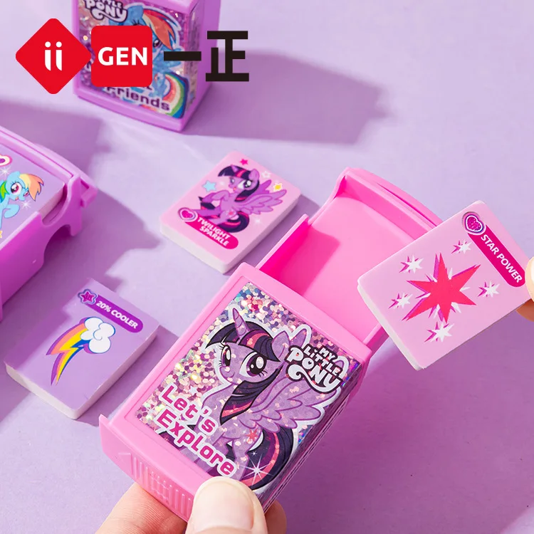 Imagem -03 - Little Pony Lápis Borracha para Estudantes Papelaria Criativa dos Desenhos Animados Double Layer Magic Box Material de Escritório Miniso my