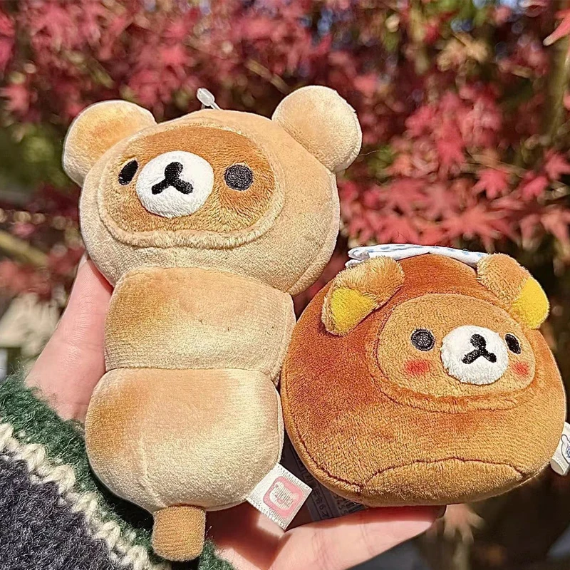 Llavero de peluche de la serie Rilakkuma Pan de Anime, personaje de dibujos animados Kawaii, colgante para bolso, llavero para mochilas, regalos de cumpleaños para niñas