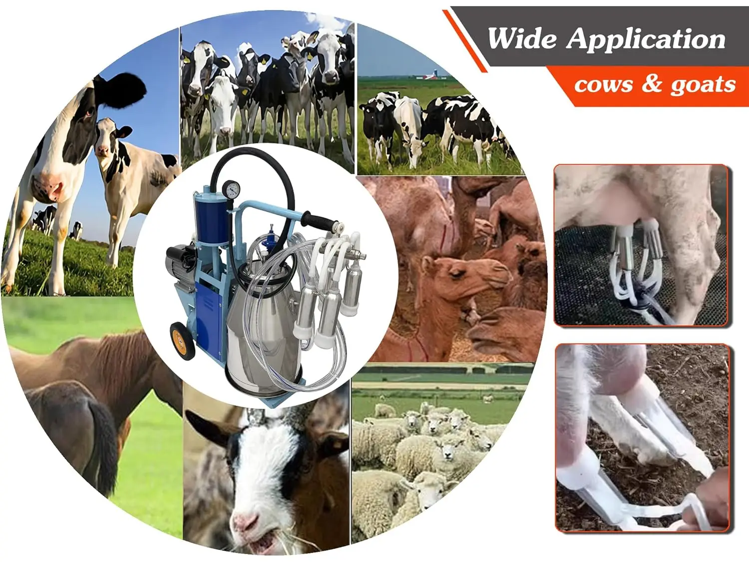 آلة الحلب الكهربائية 550 واط آلة حلب المكبس للبقرة/الأغنام البقرة الماعز المكبس الحالب مع برميل 25L