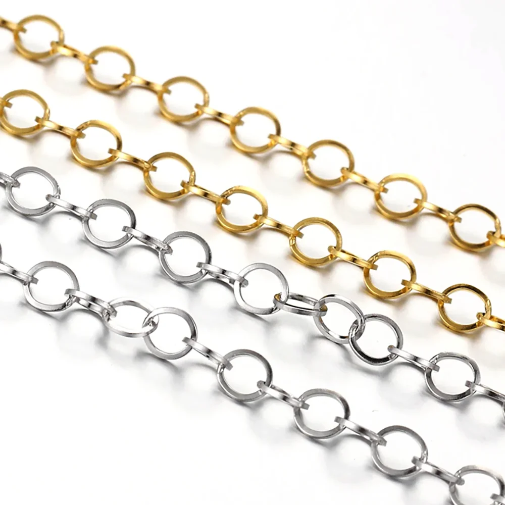 

Wholesale 2m/lot Stainless Steel Polishing O-Ring Chain for Necklace DIY Jewelry Making Findings Handmade Supplies