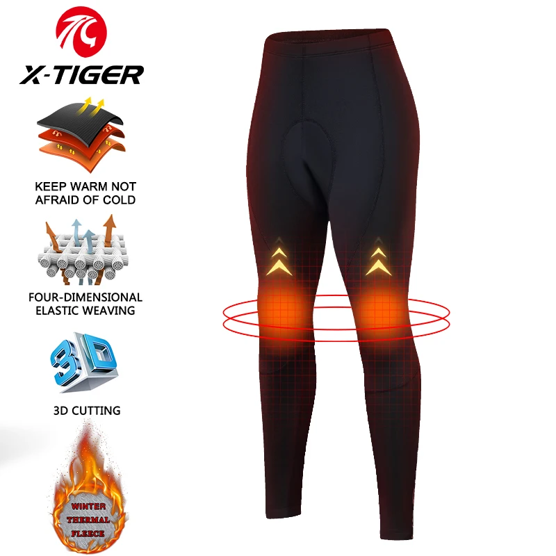 X-TIGER Bicycle Pants Women Winter Thermal Bike Pants 5D Gel Pad Women Cycling Bib Pants Bicycle Trousers Cycling Equipment