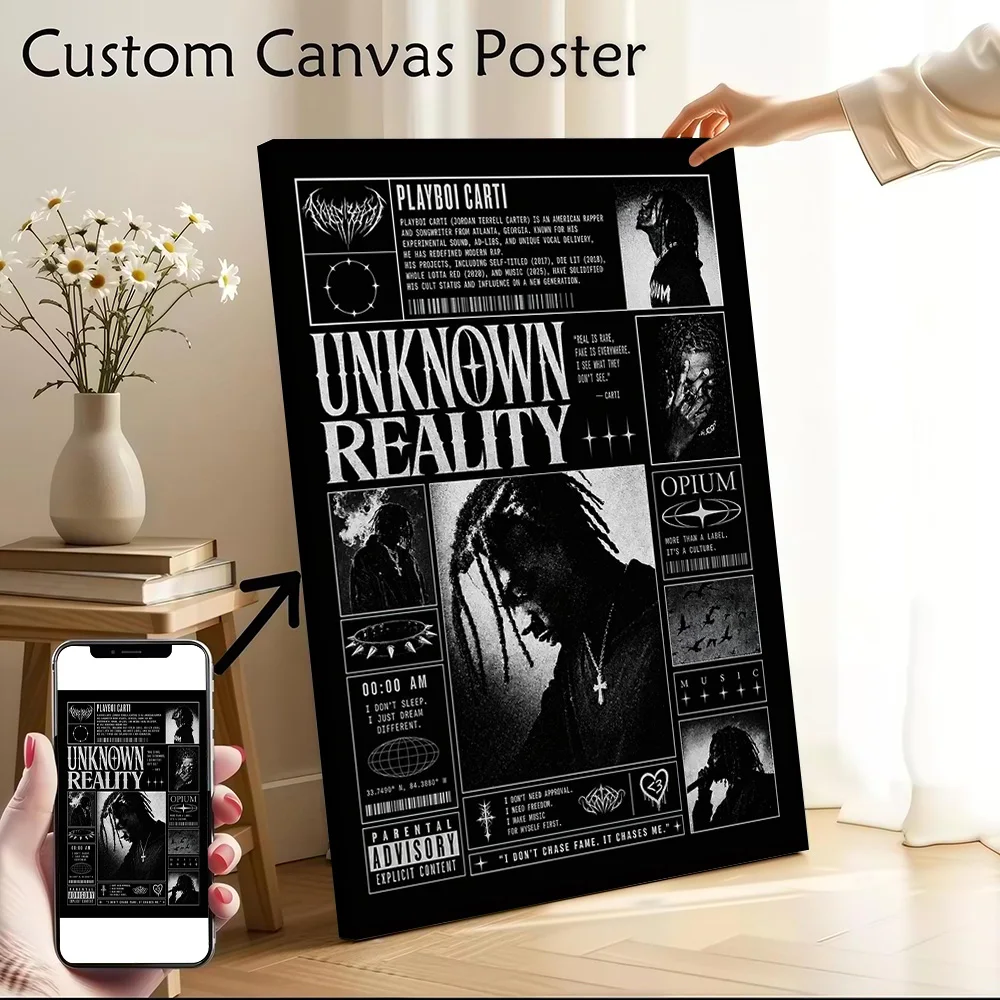 Playboi Carti Unknown Reality Printed Canvas Poster Personalized High Quality Wall Art Paintings for Home Decor Living Room the