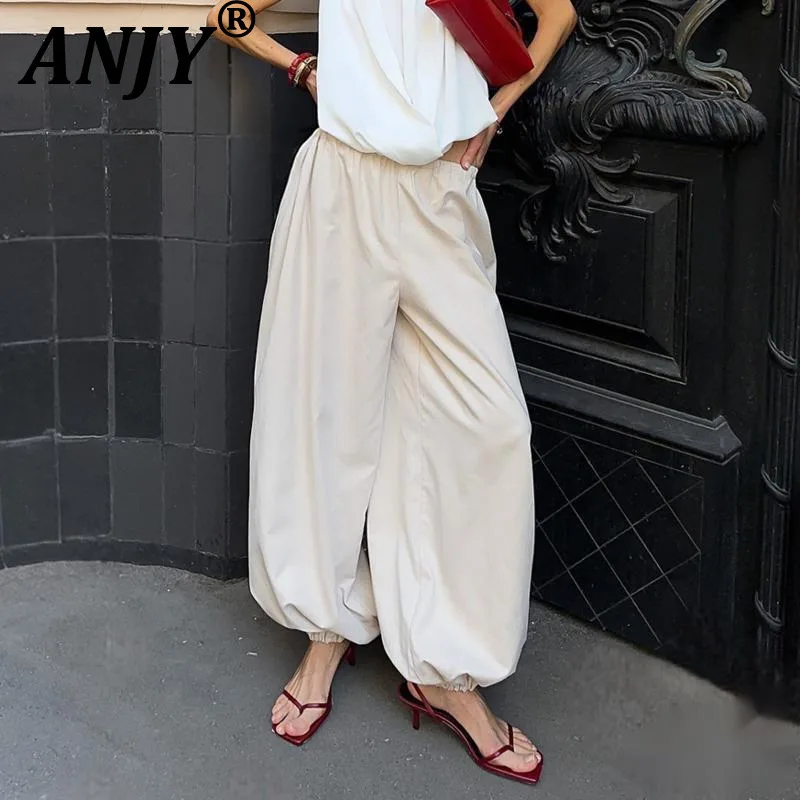 

ANJY 2026 Spring Autumn New Women Tide High Street Stylish Casual Lazy Wide-Leg Loose Lantern Pants Chic Ins Fashion Vibe A19500