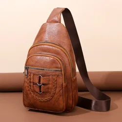 Women Chest Bag Soft leather Crossbody Bags for Female Messenger Bags Small Casual Travel Sling Backpack Soft bolsa feminina