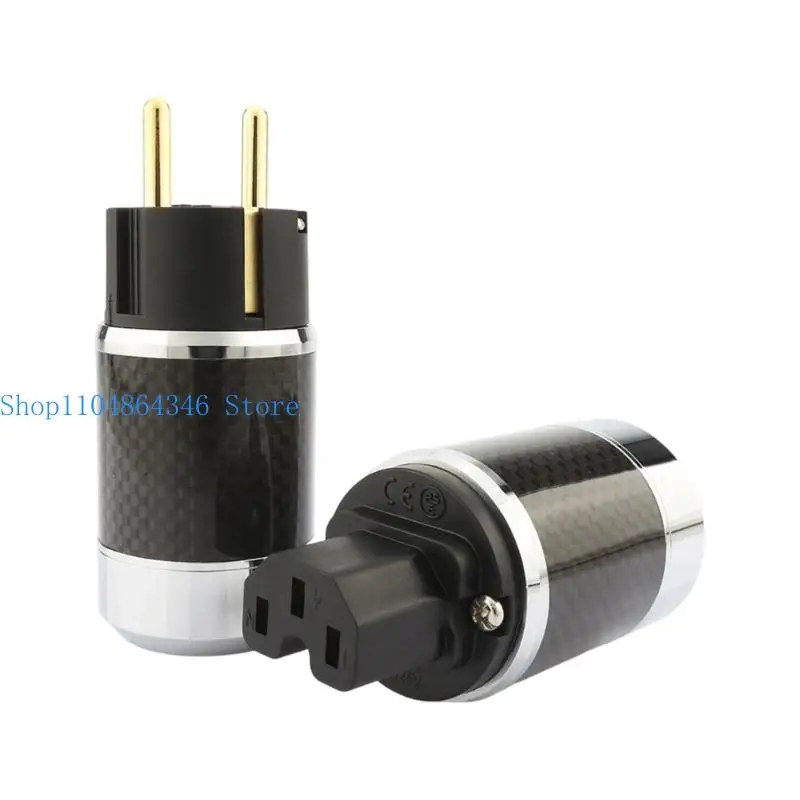 652F Professional Carbon Like Power Plug with Gold Contacts Europeans Standard