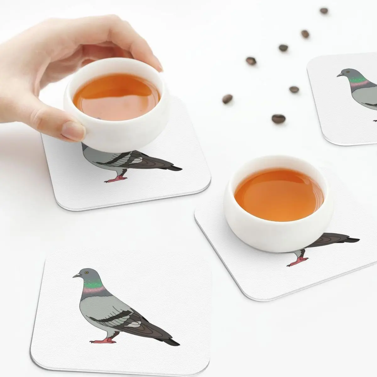 

Pigeon Walk 2020, черный фон, подставки, кухонные салфетки, нескользящие изоляционные коврики для чашек, кофейные коврики, подушечки для посуды, набор из 4 шт.