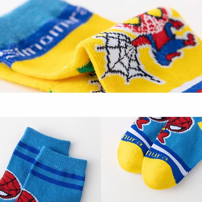 5 Pairs Autumn Winter Spiderman Children\'s Socks Cotton Soft Anime Socks kids Boys Socks MiddleTube Cartoon Baby Sock 1-12 Y