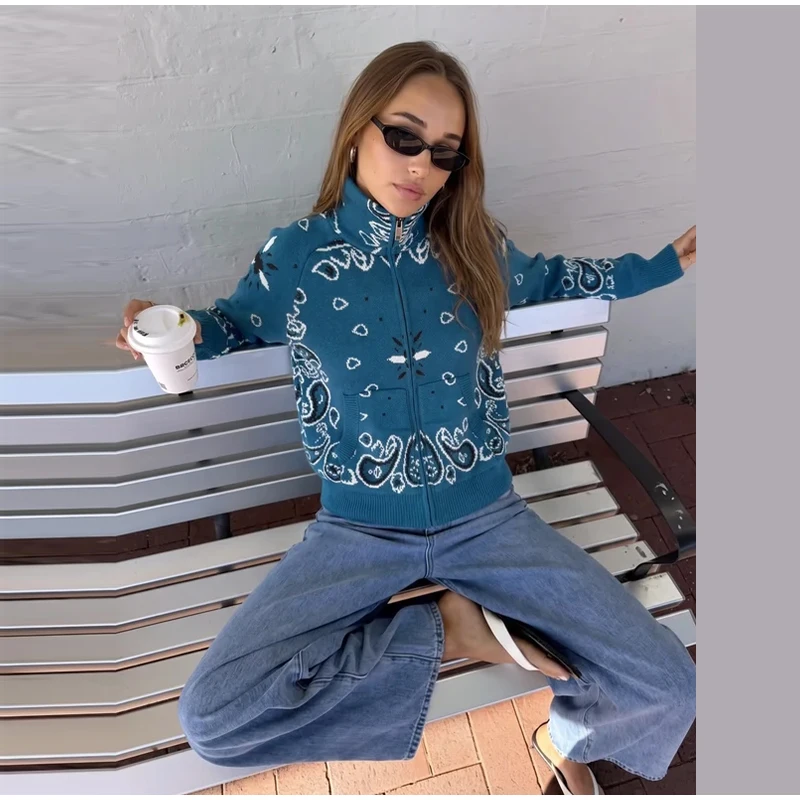 Boho Women's Knit Jacquard Cardigans Stand Collar Zipper Full Sleeve Female Sweater 2026 Autumn Lady Fashion Cozy Knitwear New 27 Saca3ac12c5264cbfa60f67b8d39b76a5A