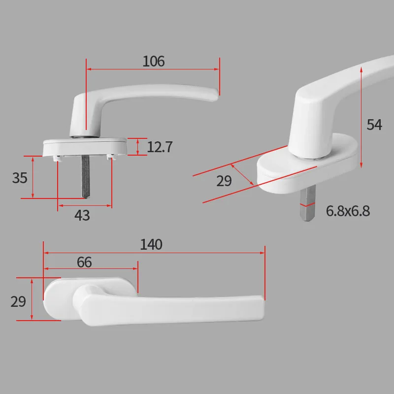 Plastic Steel Door And Window Handles All Metal Durable  Improved Hardware Wholesale Vintage PVC Window Replacement Handles