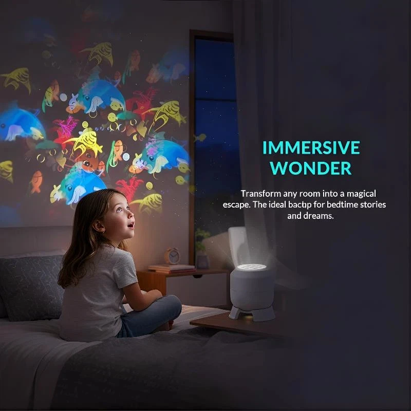 360° Rotating Dynamic Night Light USB Ambient Light Decorative Lighting For Game,Living Room LED Ocean Projector Light