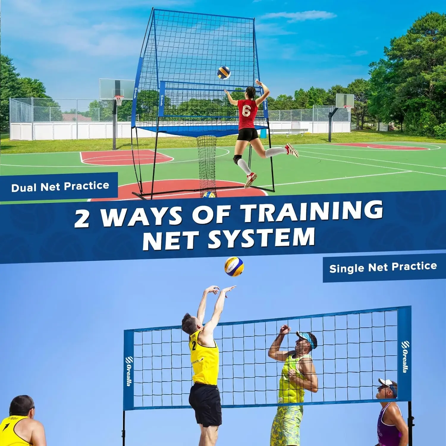 Training Equipment, Volleyball Practice Net Station Update Freely Adjustable Height of Front Net, Easy Assembly Volle