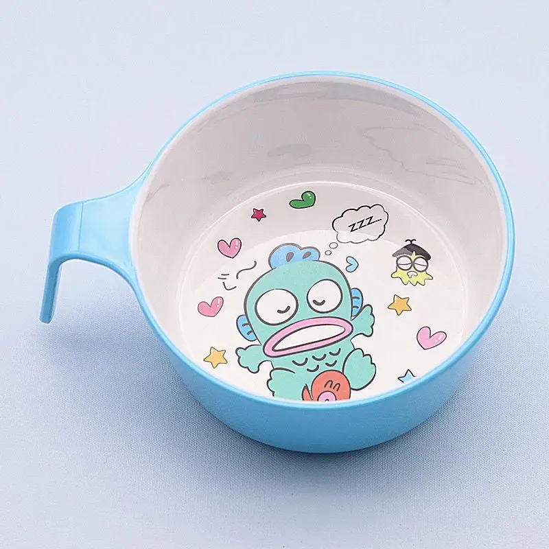 Sanrio Hangyodon Bowl Kawaii Large Capacity Household Large Capacity Cartoon Plate Cup Spoon Chopsticks Hand Bowl Cute Tableware