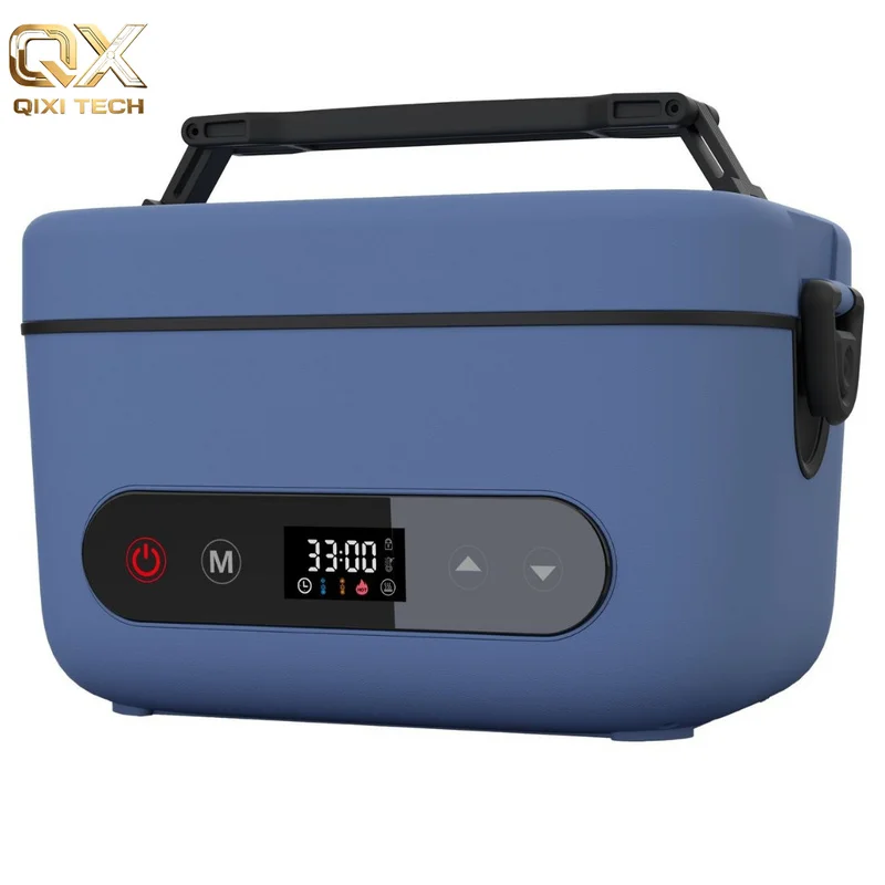 Rechargeable Self-Warming Meal Container for Office, Portable Insulated Food Box with Dividers, Water-Free & Vehicle Usable