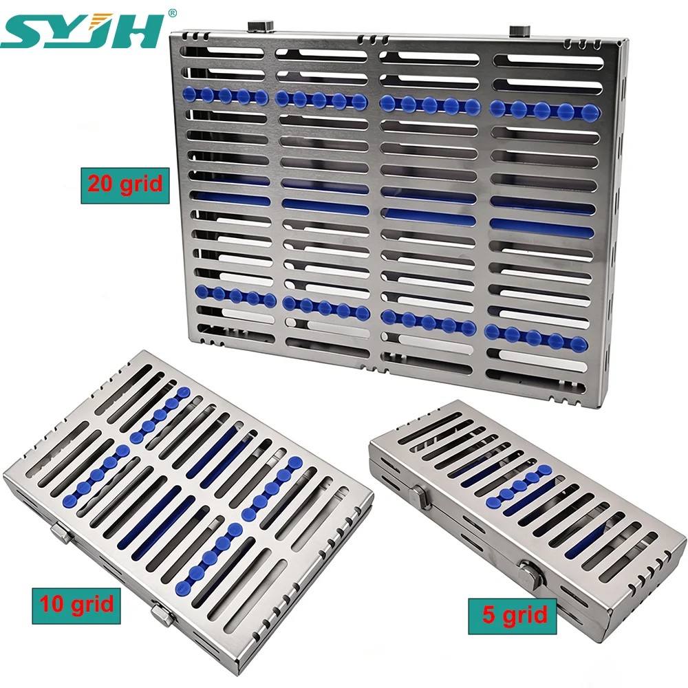 SYJH 5/10/20 Grid Dental Instrument Disinfection Box Autoclavable Sterilization Cassette Surgical File Burs Organizer Equipment