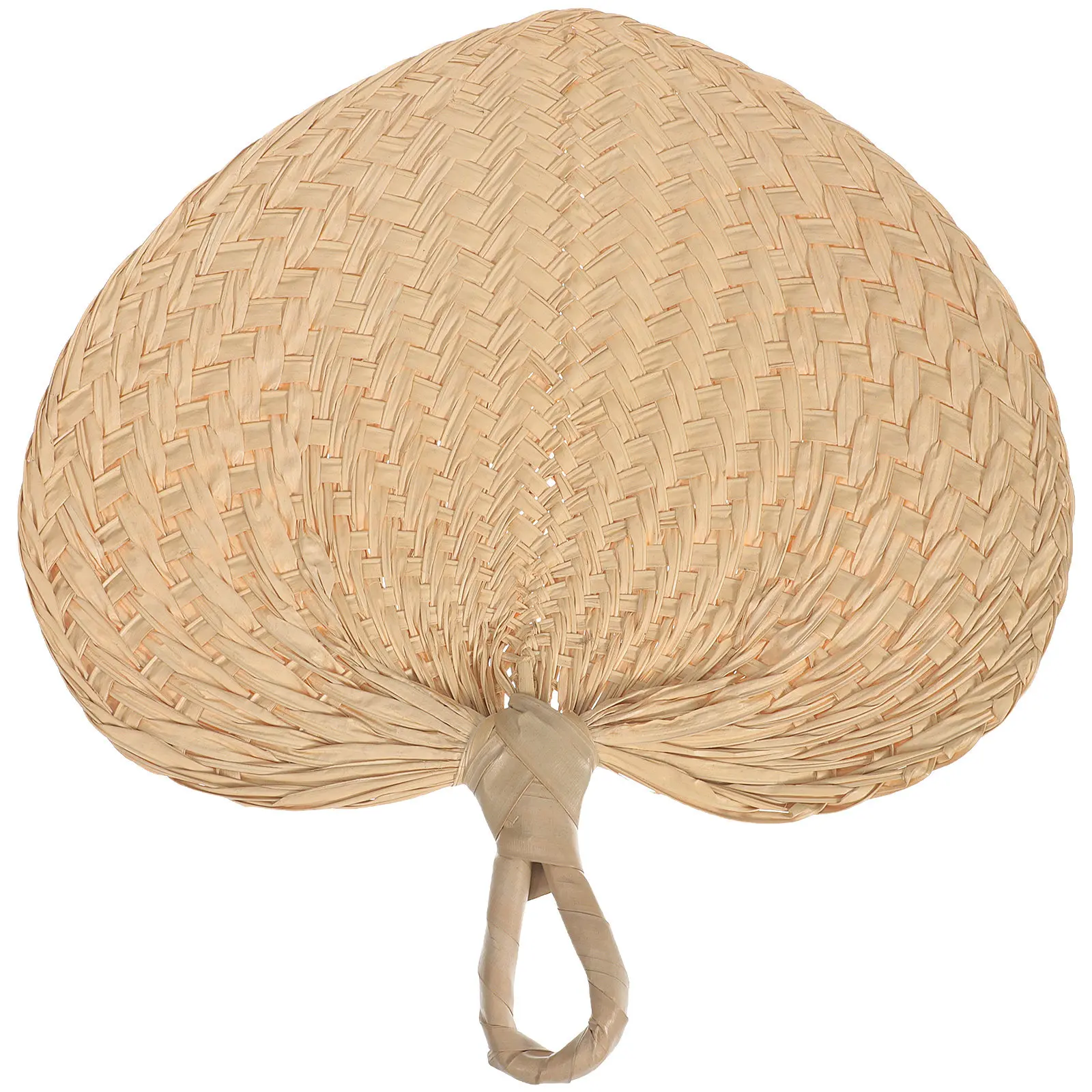 Cattail Leaf Straw Fan Handmade Summer Cooling Lightweight Wall Mountable Fan for Living Room Outdoor Walking Relaxation