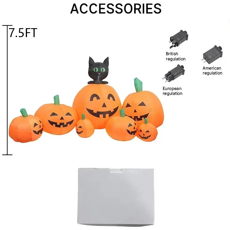 7,5 футов Хэллоуин Праздничное Освещение Тыквы Кошки Украшения Партия Надувная Модель Открытый Сад Ужасы Реквизит Крытый Домашний Декор