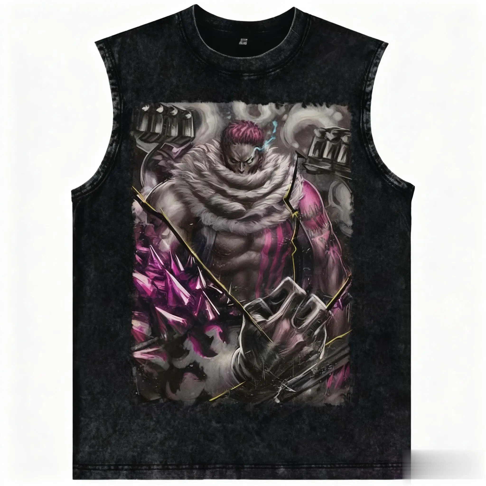 Y2k Übergroßen Ein Stück Vintage Waschen Weste Anime Druck Mann Frauen Tank Top Ärmelloses T-shirt Streetwear Tops Neue Ankunft Harajuku