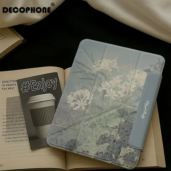 ins flowers Magnetic Buckle 720° Magnetic Ring Tablet Case For iPad Pro12.9 13 M4 M5case8.3 9.7 10.2 7th-11th Air8