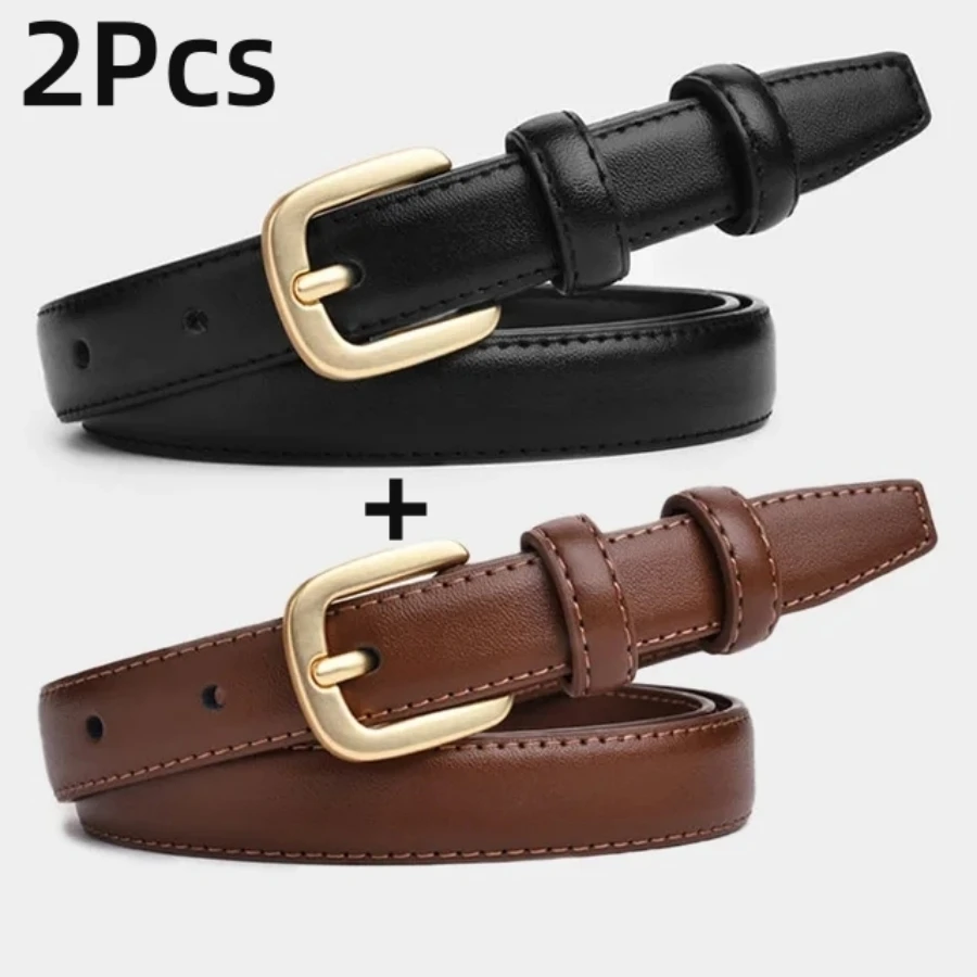 심플하고 고급스러운 느낌의 새로운 2팩 캐주얼 패션 벨트, 데일리 착용에 적합한 니들 버클 더블 루프 벨트