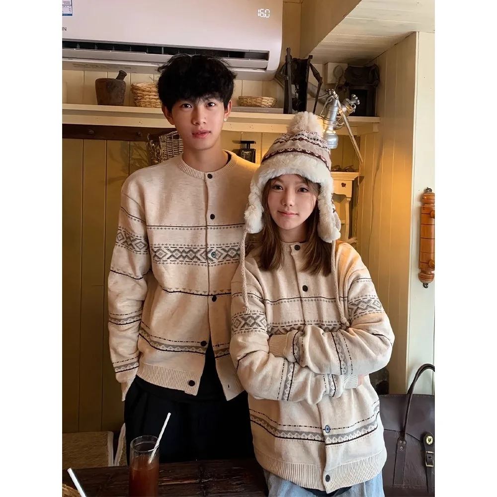 

SUKCHOR FaiLa High nce College Aosphere Texture Knitted Woolen Knit Cardigan Sweater Soft Polyester Winter Casual