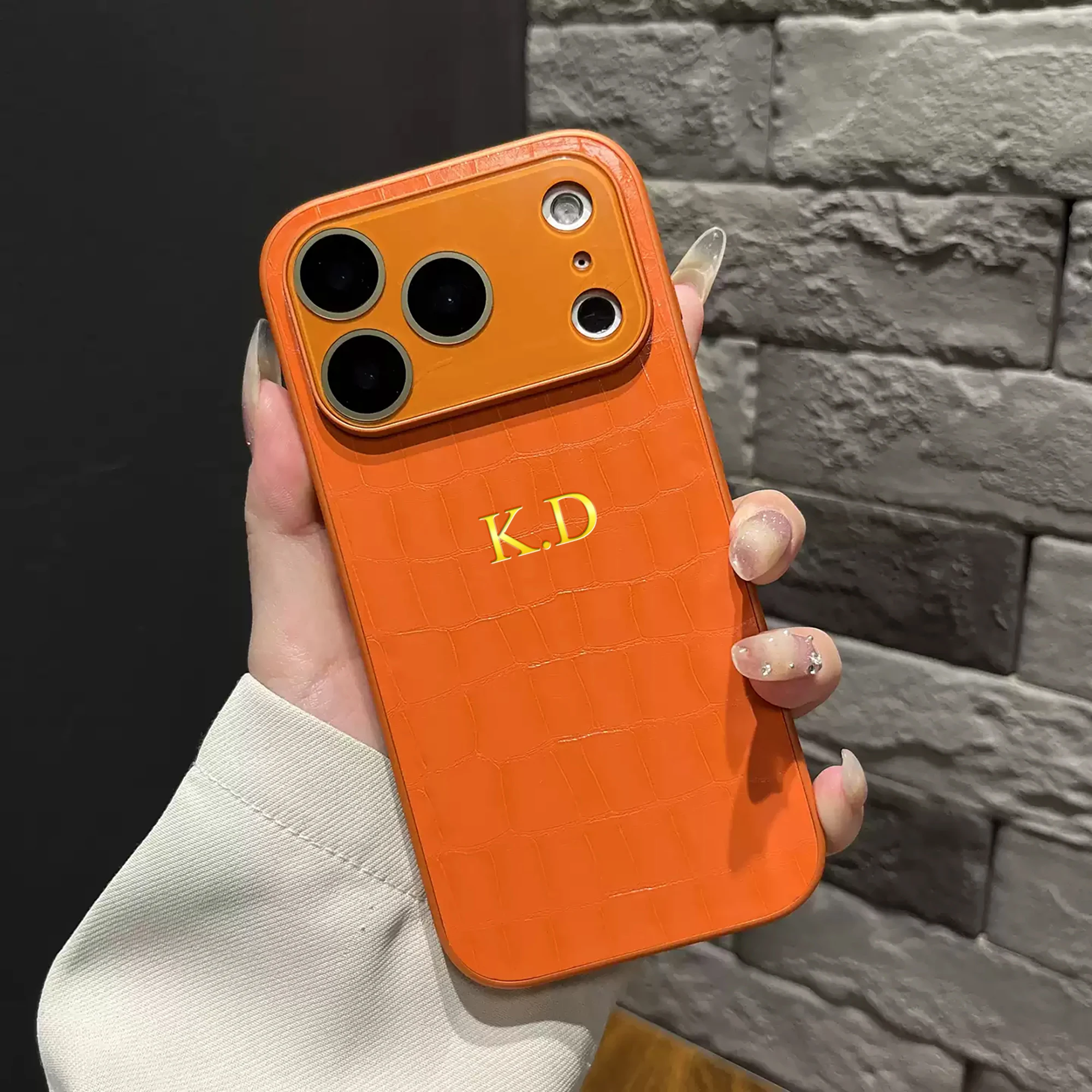 Personalized Custom Name Crocodile Pattern Faux Leather Case For iPhone 17 16 15 14 13 Pro Max 17 Air 3D Hot Foil Stamping Cover